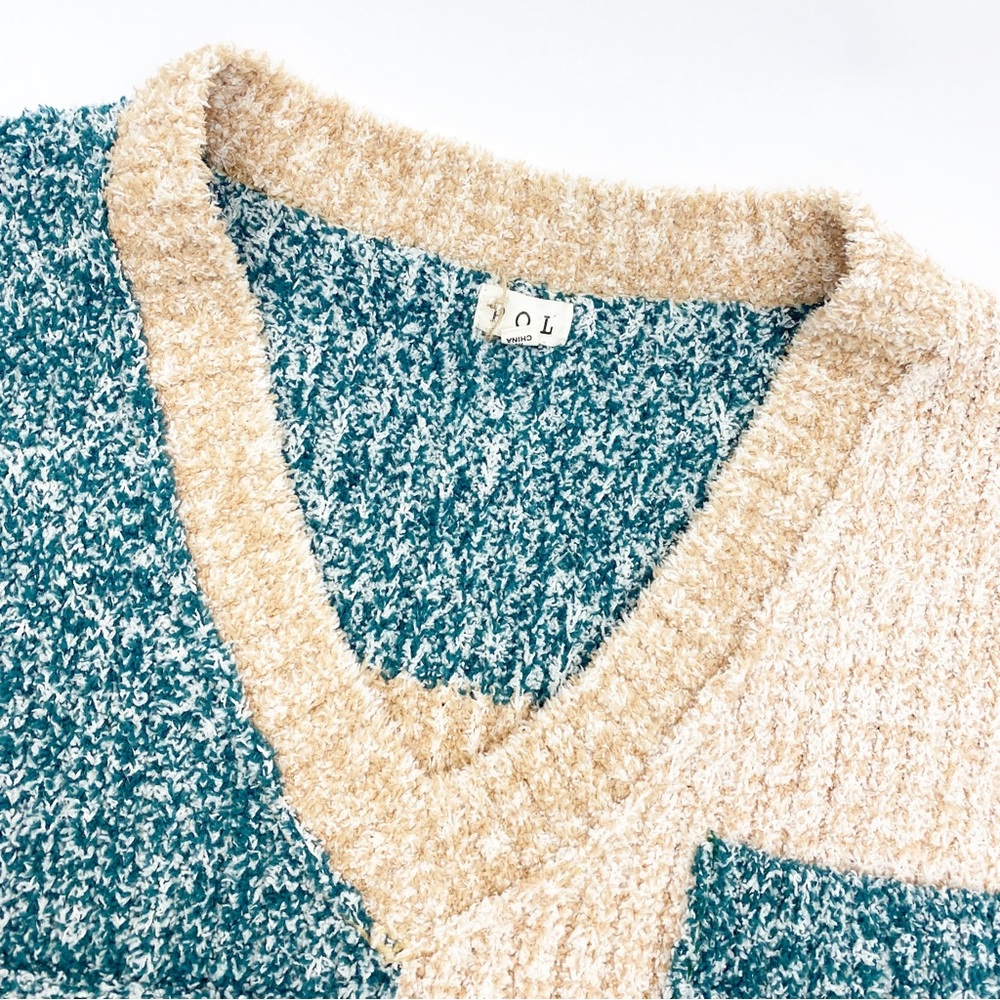 Pol Camille V Neck Patchwork Colorblock Distresse… - image 8